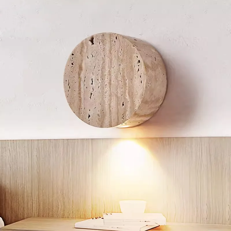 

Nordic Yellow Travertine Bedroom Bedside Wall Lamp Living Room Hallway Entrance Atmosphere Decorative Lighting