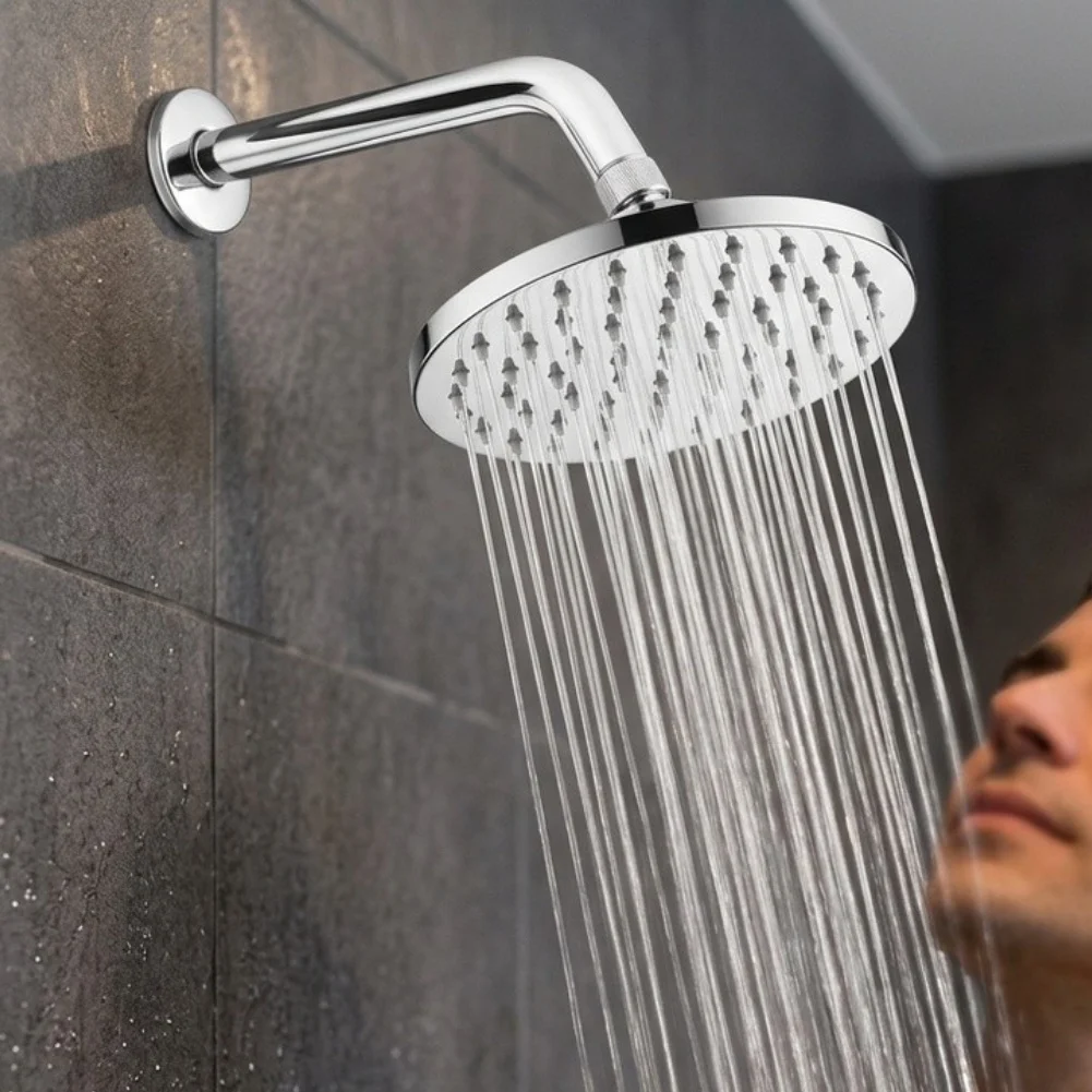 4Inch Round Rain Shower Head With 360 Degree Rotation, Chrome Plastic High Pressure Bathroom Sprayer For G1/2 Arm