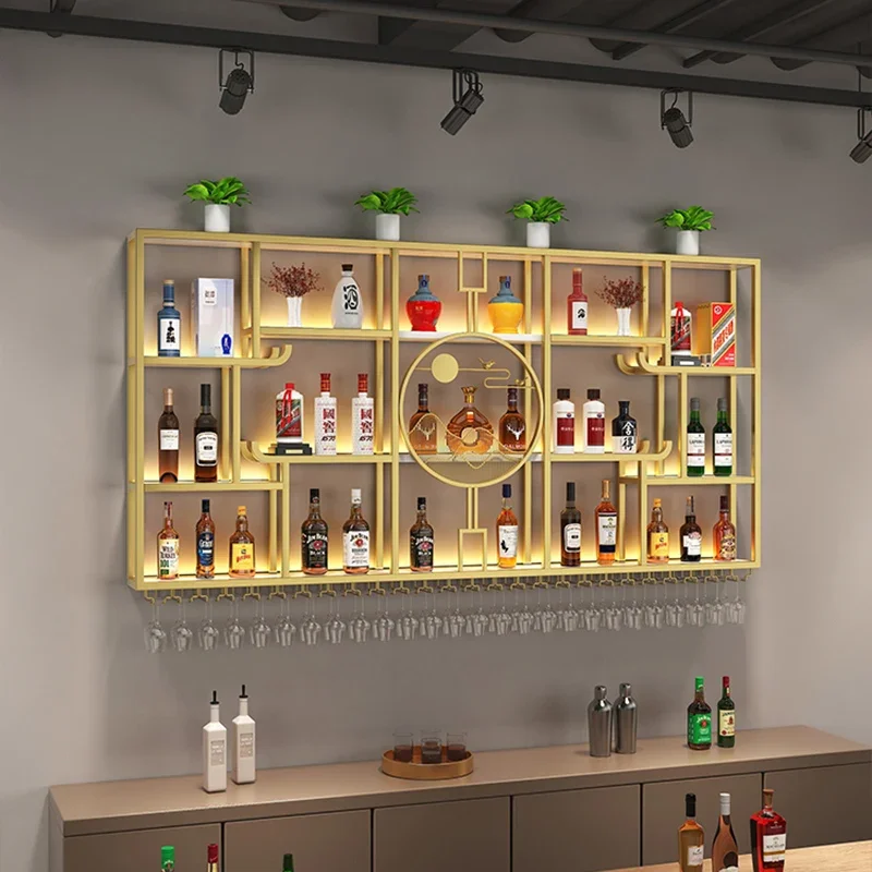 Bar Shelf Wall Mounted Cabinet Liquor Buffet Cellar Home Industrial Modern Nightclub Furniture Wine Cottage Movable Commercial