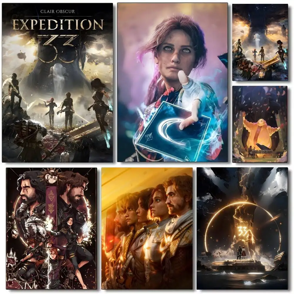 C-Clair Obscur Expedition 33 Poster DIY Vintage Movie Poster Wall Art Painting Study Stickers Wall Painting
