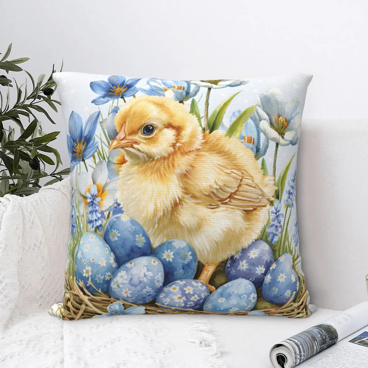 

Pillow Cover Easter Bunny Cute Rabbit With Eggs Design Cushion Cover Kawaii Pillow Case For Sofa Home Decoration Pillowcases