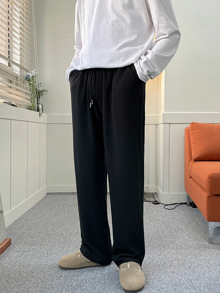 

Мужские повседневные брюки MRCYC: осенняя коллекция, высокая талия, свободный крой, прямые штанины, антибактериальные, с отворотами, в корейском стиле