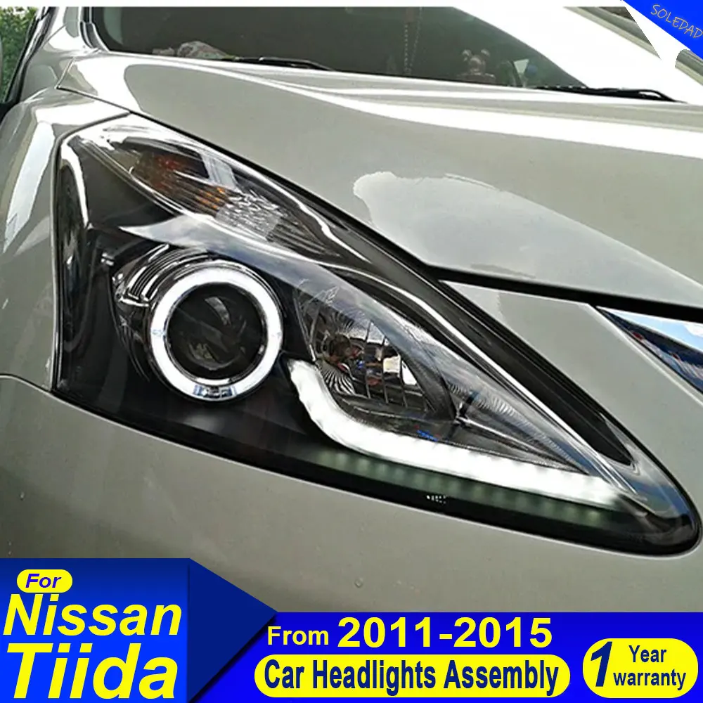 Car Styling for Nissan Tiida Headlights 2011 2012 2013 2014 2015 Tiida Head Lamp DRL Turn Signal Low High Beam Projector Lens
