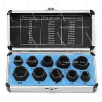Damaged Bolt & Nut Extractor Car Garage Mechanics Equipment Household Hand Tool Kit 9-19mm 10pcs