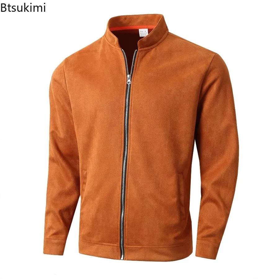 New Style Men's Slim Stand Collar Cardigan Jackets Autumn Winter Business Casual Zipper Pocket Coats 2025 Men Clothing Jackets