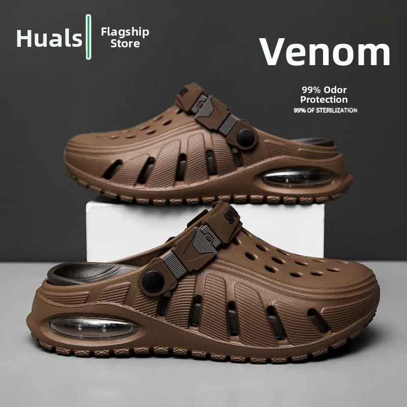 

Men's Summer Outdoor Sports Sandals Anti-Slip Soft Bottom Head Covering Clog Shoes Beach Slippers Breathable EVA Material
