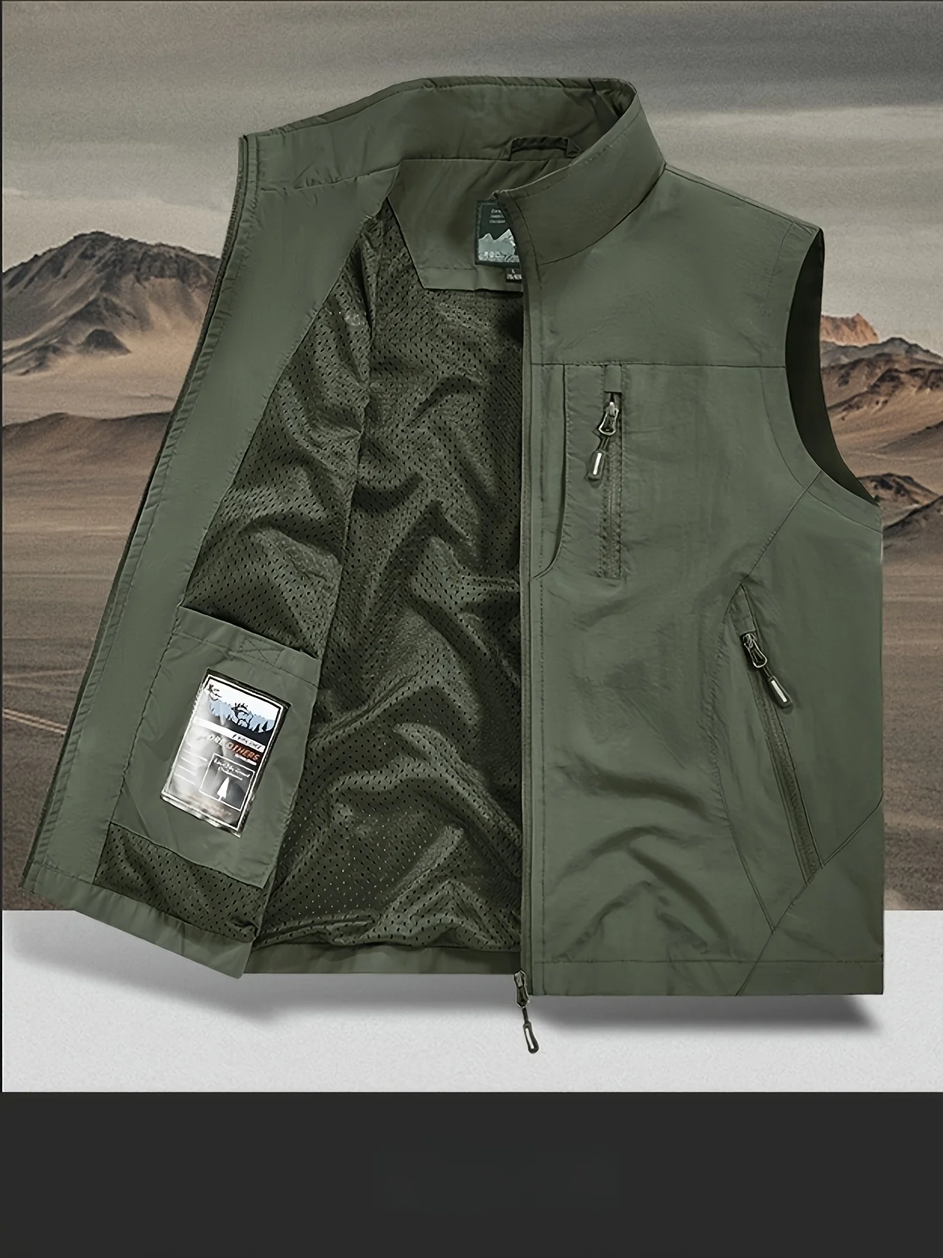 Biker-Weste mit Herren-Freizeit-Outdoor-Sportjacke, atmungsaktiv, modisch, zum Angeln, ärmellos, Damen-Westen, taktisch – Detail 7