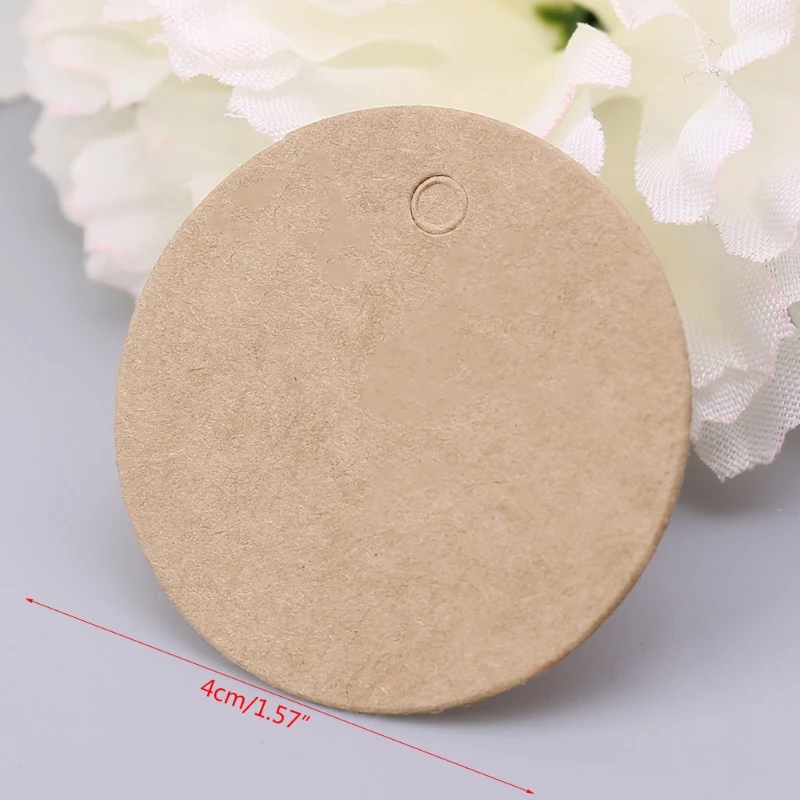 100pcs Blank Kraft Paper Hang Tags Wedding Party Favor Label Price Gift Card 4cm