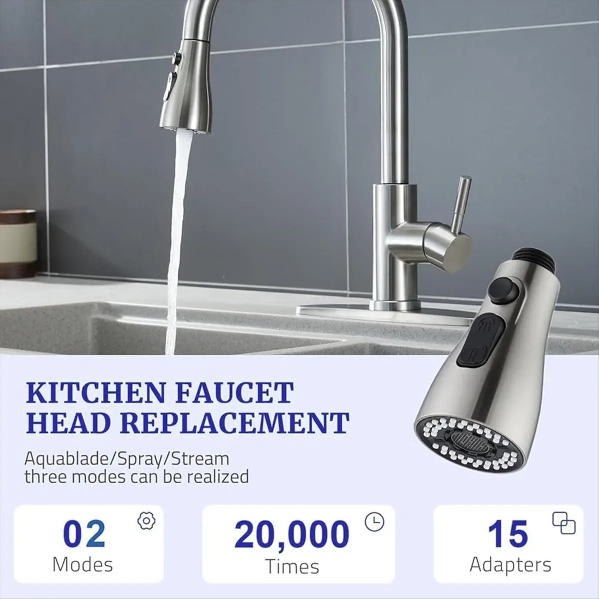 KSOL Kitchen Faucet Nozzle Pull Out Sink Water Tap Nozzle LED Digital Display Faucet Adapter Universal Taps Bubbler Connector