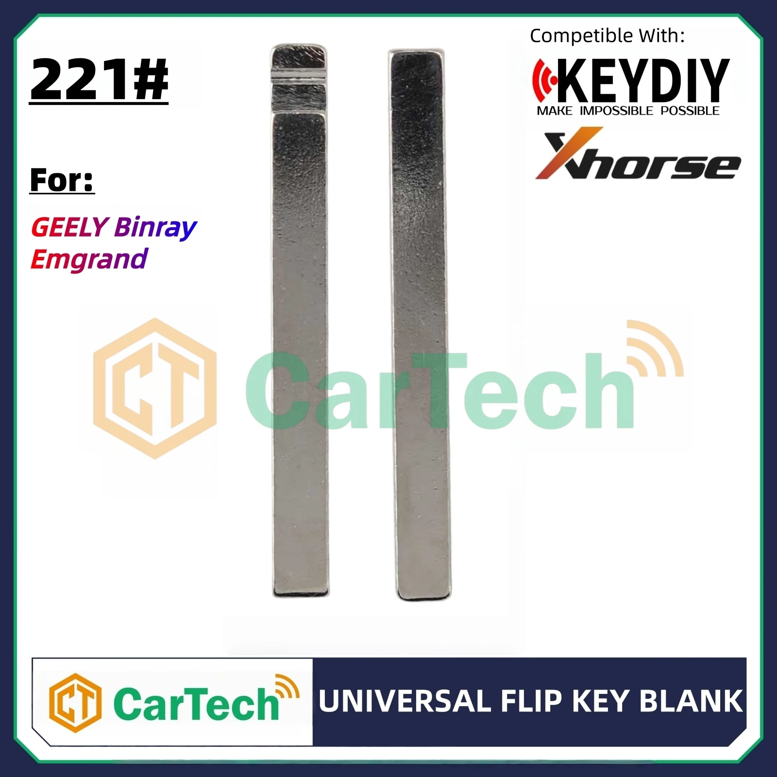 Cartech 221# Uncut Flip Blank Key Blade for KEYDIY KD XHORSE VVDI Universal Remote Fit GEELY Binray Emgrand