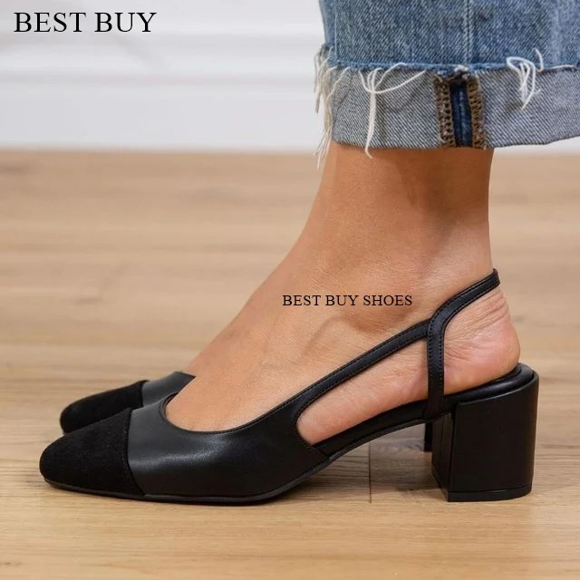 Plus Size 35-44 Women 2cm 6cm High Heels Sandals Lady Luxury Designer Brand Block Low Heels Sandles Office Replica Flats Shoes