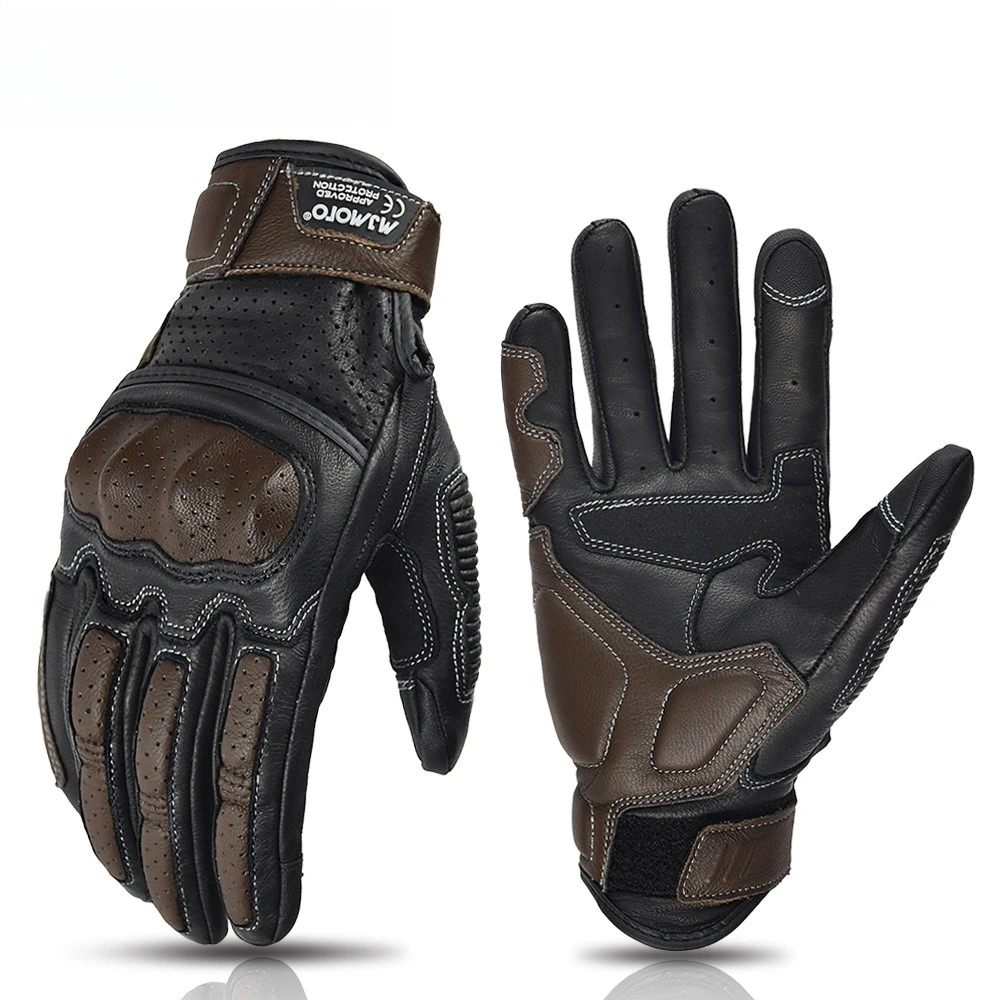 

Goat Leather Motorcycle Gloves Moto Touchscreen Breathable Gloves Full Finger Protective Motorbike Glove with CE Certication