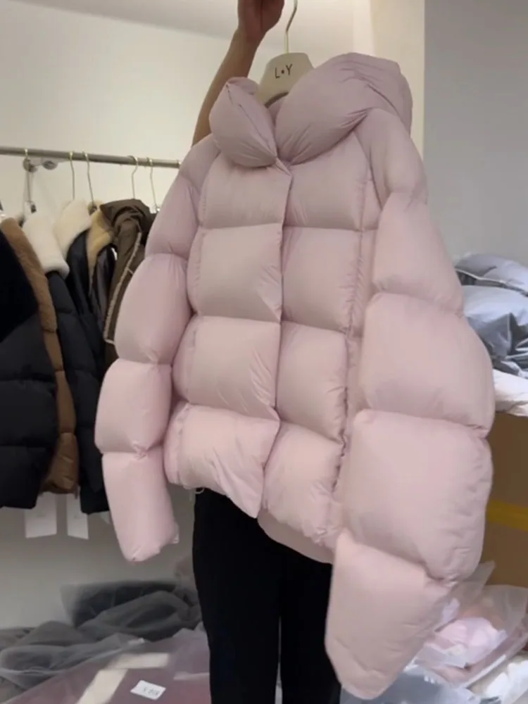 Único rosa ort puffer jaet inverno 2025 novo coreano sle tamanho pequeno pão casaco comute sle fibra de poliéster