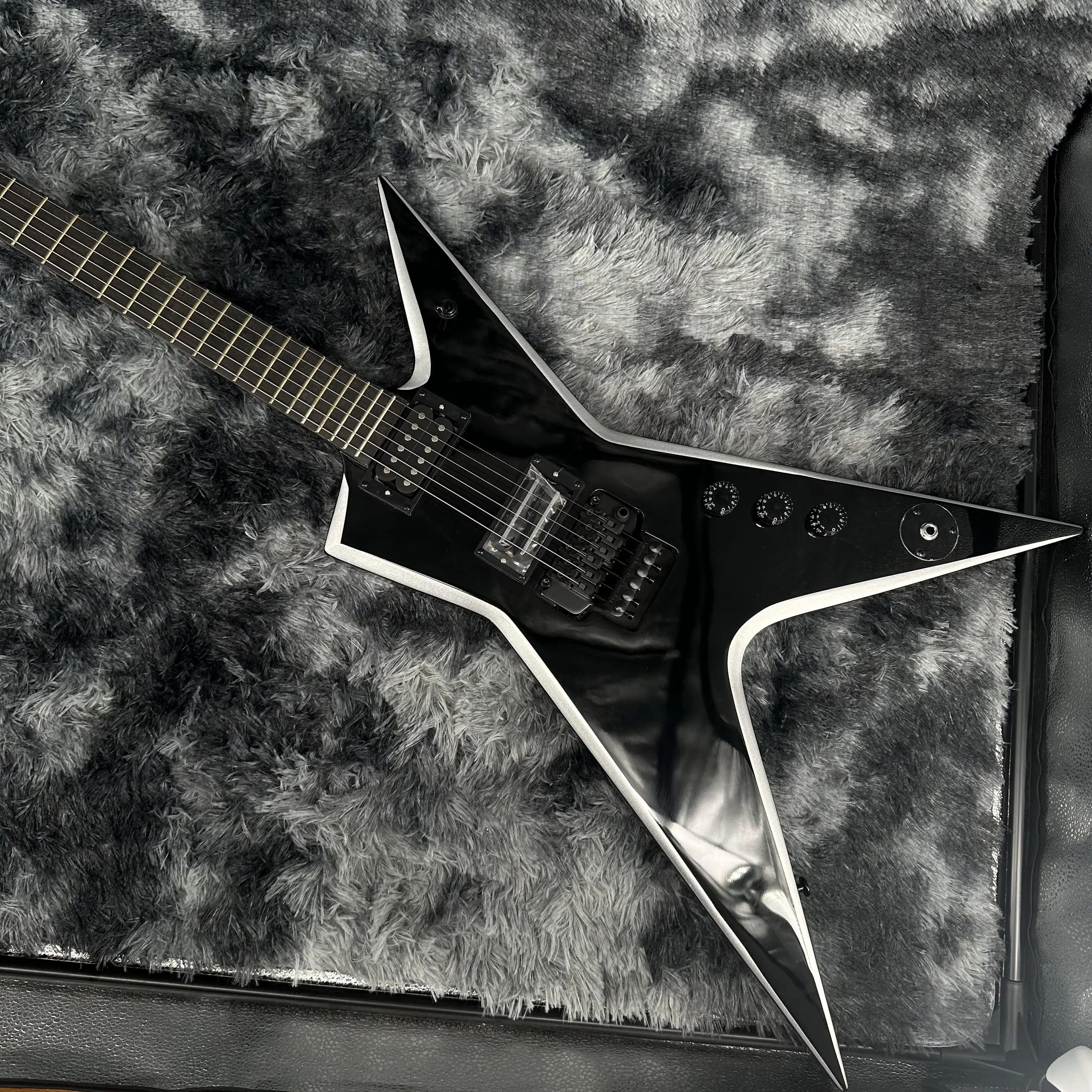 

Электрогитара Custom DIME Washbun Dimebag Darrell, серая, с окантовкой, в стиле электрогитары, подарок, бесплатная доставка