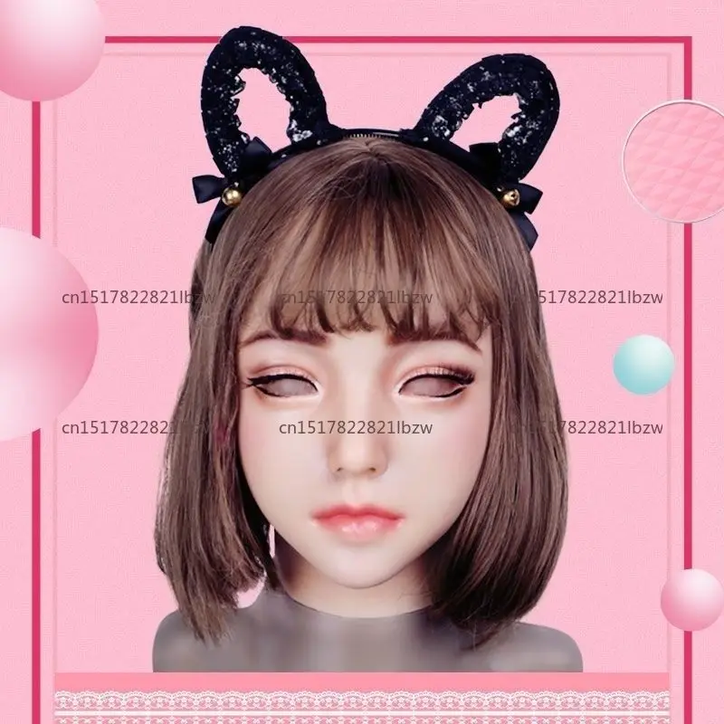 Mask adult full face silicone, fake girl surface, with male to female headgear, all-inclusive cosplay simulation for men
