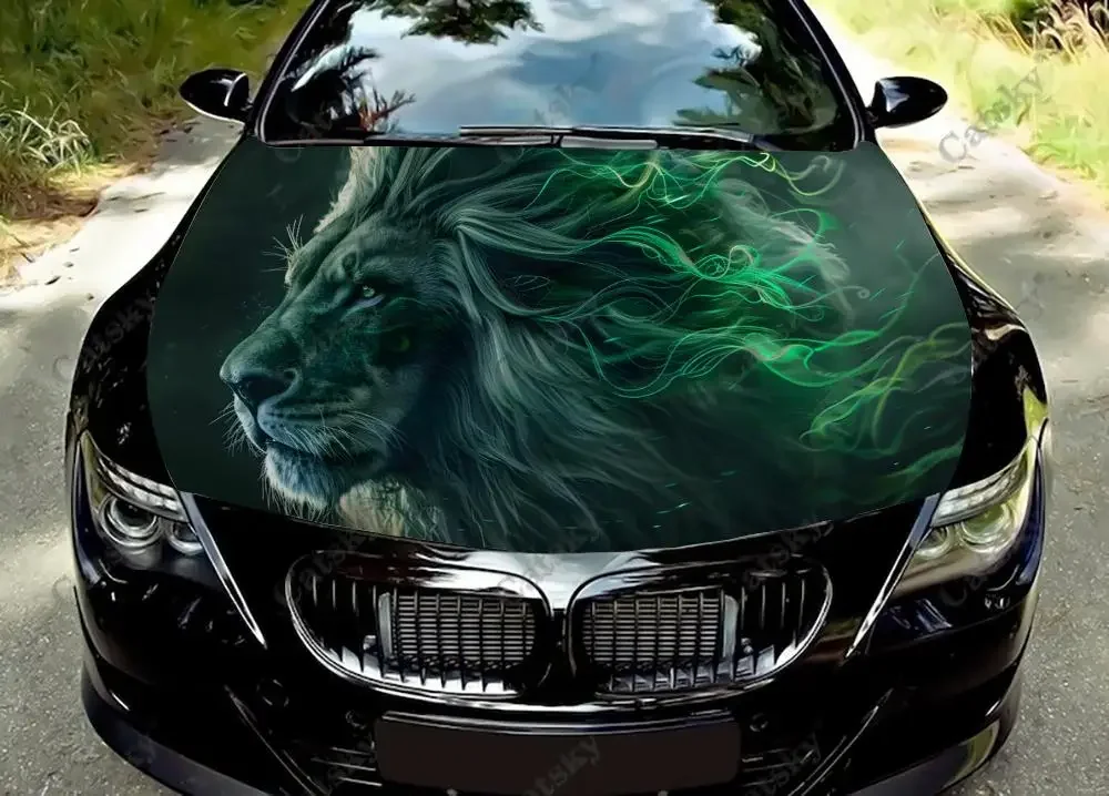 Colorful Lions Face Car Hood Decal Stickers Wrap Vinyl Film Engine Cover Decals Sticker Car Hood Protective Film