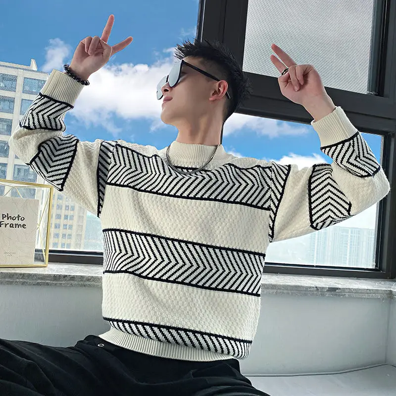 

Sweater Men's Autumn and Winter New Half-high Neck Inner Thread Men's Loose Long-sleeved Knitted Base Shirt