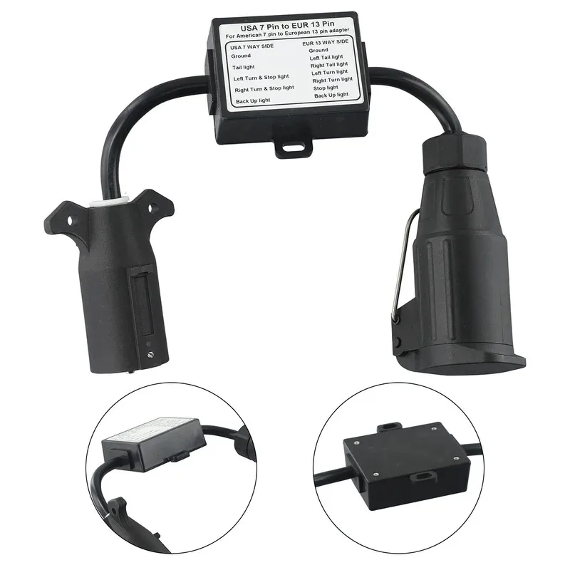 

1pcs Car Converter US 7-Way Plug To Eu 13-Pin US 7 Way to EU 7 US 4 to EU7 Round Connector Trailer Light Converter Accessories