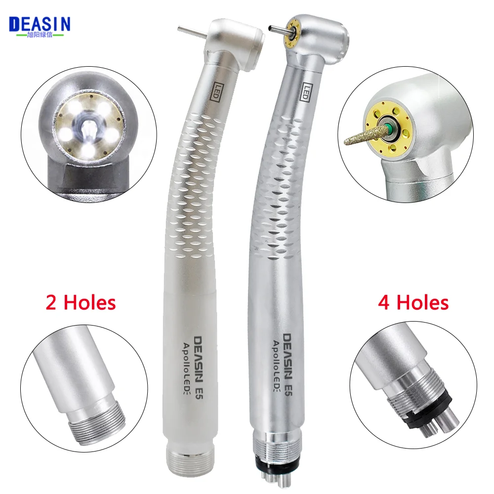 Dental High Speed 5 LED Handpiece Dentist Tips E-Generator Air Turbine B2 M4 Push Button 5 Water Spray Ceramic Rotor Tool