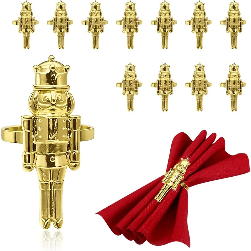 Christmas Nutcracker Napkin Rings Creative Soldier Guard Napkin Holder for Table Decor Holiday Party New Year Dining Decoration