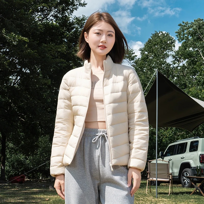 

Женская куртка на 90% белом утином пуху, осень-зима 2022, классическая легкая теплая верхняя одежда с воротником-стойкой, женская парка на утином пуху