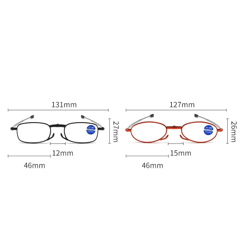 Folding Reading Glasses With Box Men Women Portable Telescopic Rotation Presbyopia Eyeglasses Includes Glasses Case +1.0 To +4.0