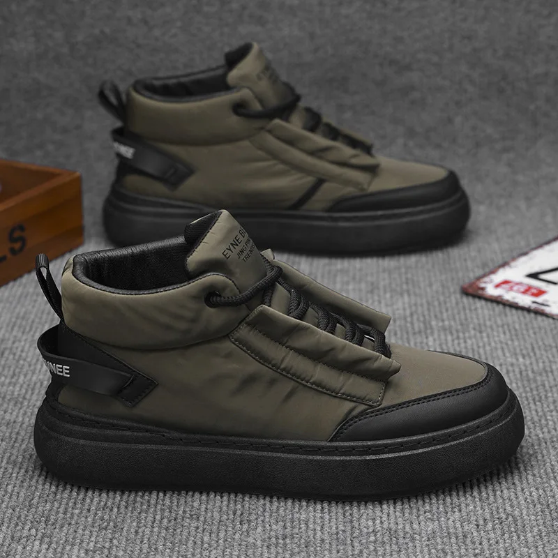 Down Cloth Casual Sneaker Shoes for Men Winter Warm Leisure Sports Leisure Men\'s Loafers Non-Slip Fashion High-top Men Shoes