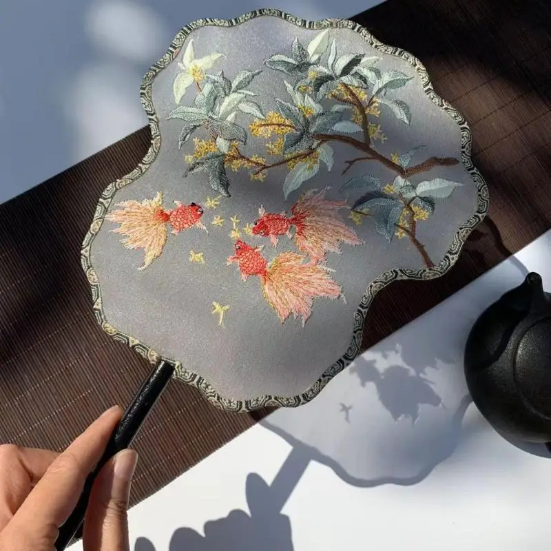 1Pc Chinese Style Antique Embroidery Fan Girls Hanfu Photography Prop Dance Stage Decorative Accessory Hand Fan