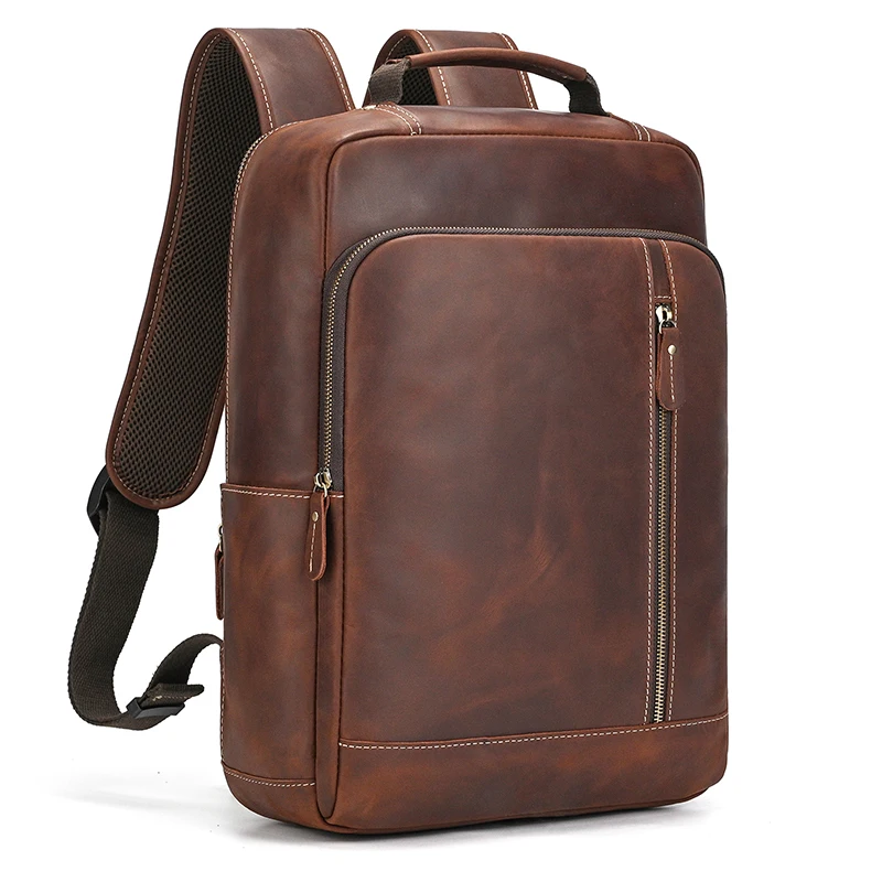

Retro Style Men Backpack Genuine Leather 14 15 inch Laptop Computer Shool Bag Daypack Travel Bag Male Large Travel Backpack