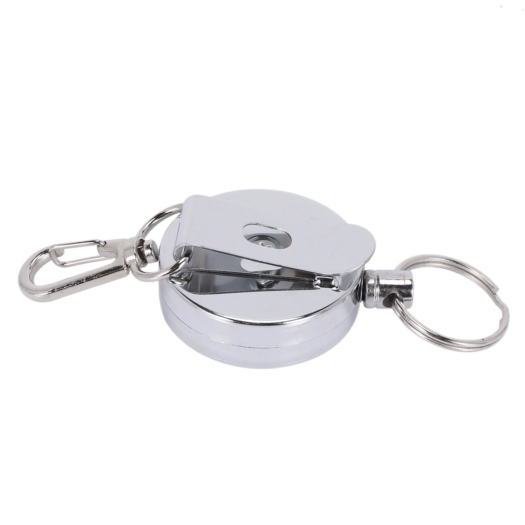 

3 Pcs Stainless Silver Retractable Key Chain Recoil Keyring Heavy Duty Steel