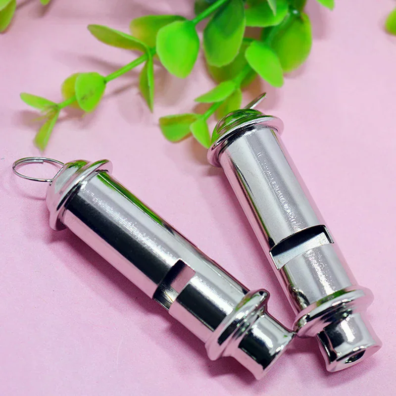 High Quality With Neck Chain Metal Whistle Stainless Steel Yellow Lanyard Police Whistle High Frequency Lifesaving Whistle
