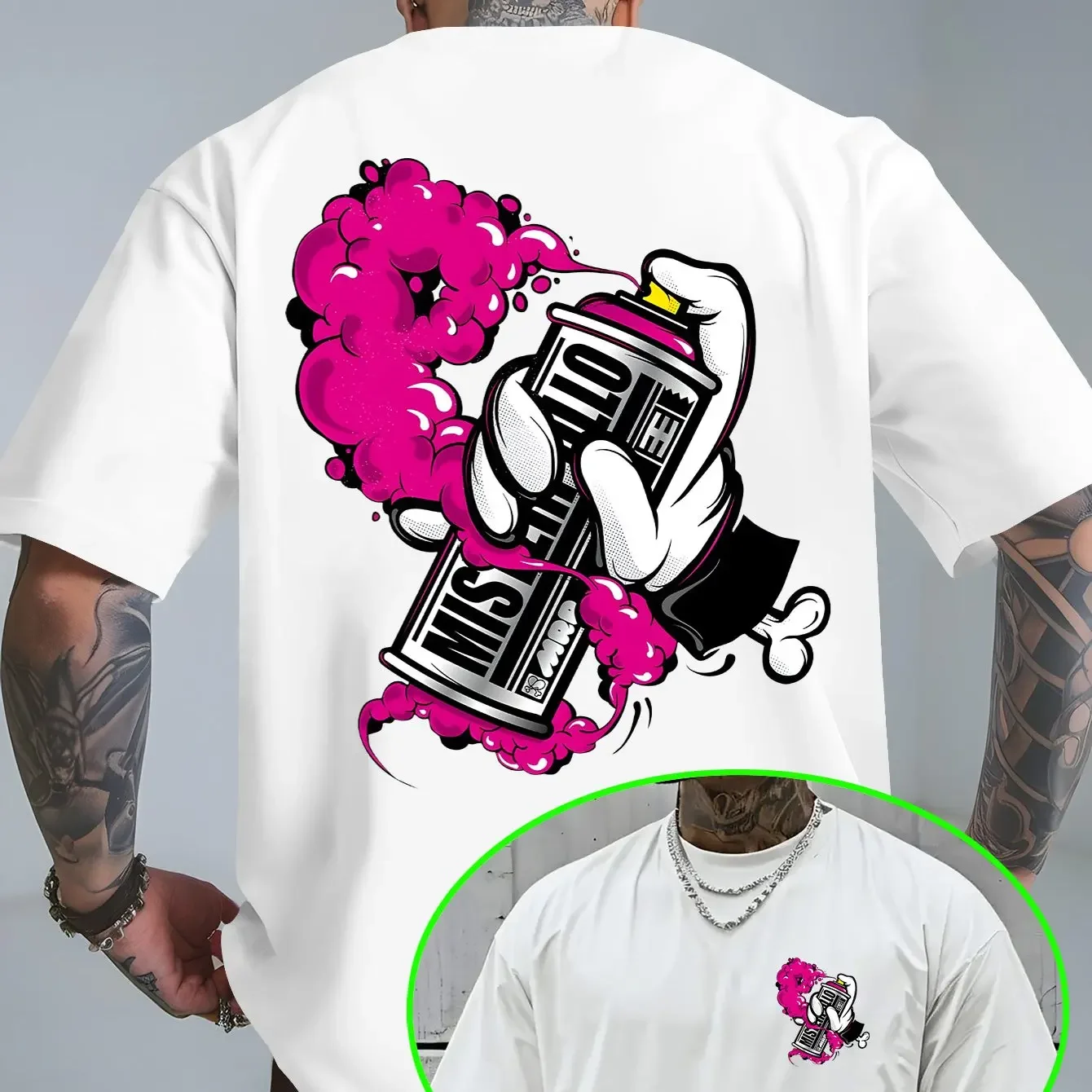 Street Graffiti Spray Can Hand Graphic Dual‑sided Printed T‑Shirt Soft Breathable Unisex Hip‑hop Casual Tees