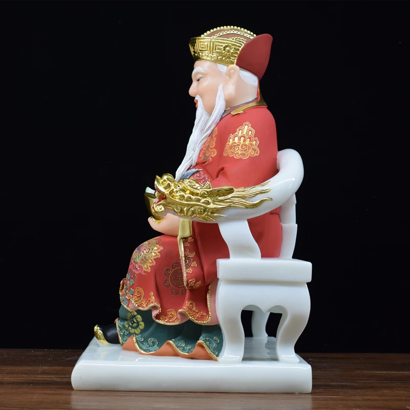 High-grade Asia shop Prosperity family jade God of wealth Mammon CAI SHEN YE TU DI GONG figure FENG SHUI statue