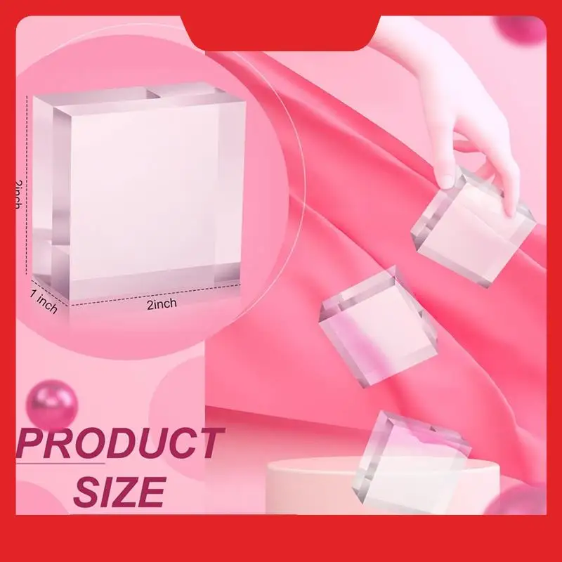 

Прозрачные акриловые блоки, квадратный блок для дисплея, прозрачный полированный куб, подставка для ювелирных изделий, кольцо, витрина, держатель, основание, 16 шт.