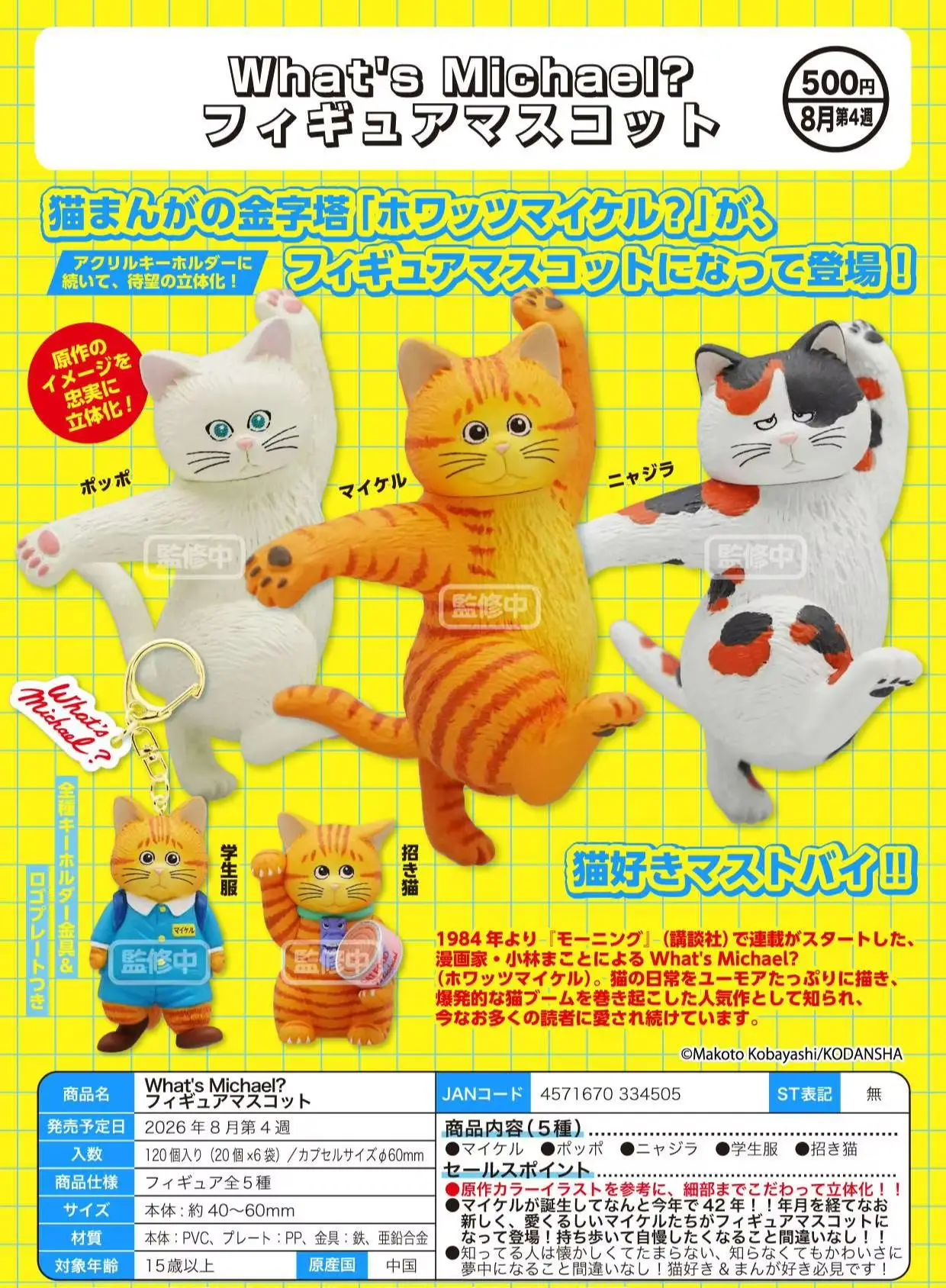 

Sep. Pre-sale Original capsule toy calico cat What's Michael Figure Mascots Maneki-neko Miniature Lucky Cat Desktop Decor gifts