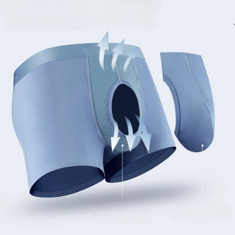 Men Big U-Pouch Breathable Gym Boxers Outdoor Workout Sporty Underwear 4XL Elastic Quick Dry Independent Space Modal Panties