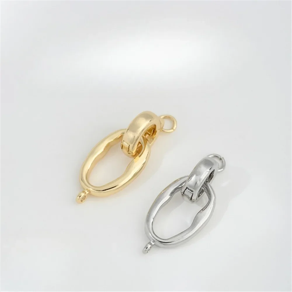 14K Gold Wrapped Oval Double Loop Pearl Bracelet Necklace Connection Buckle Pendant Buckle DIY Jewelry Accessories