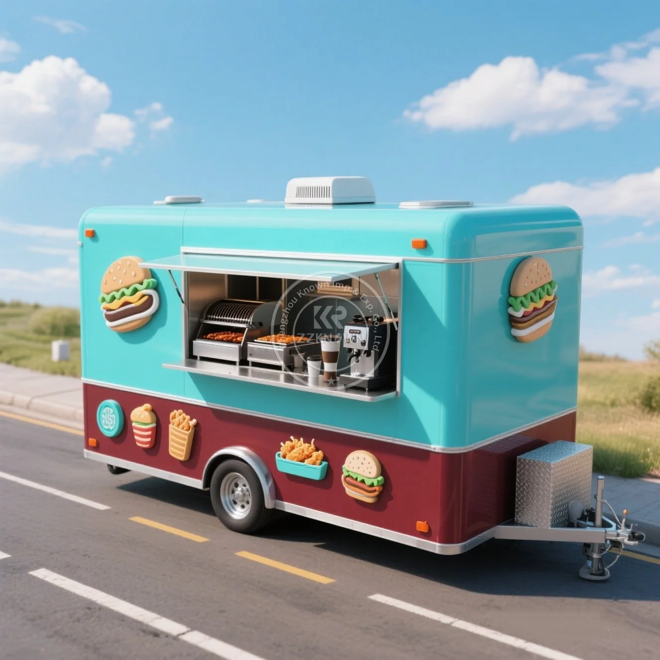 

2025 New Mobile Coffee Trailer Food Vending Cart Food Car Custom Color Pull The Dining Cart Food Car for Sale