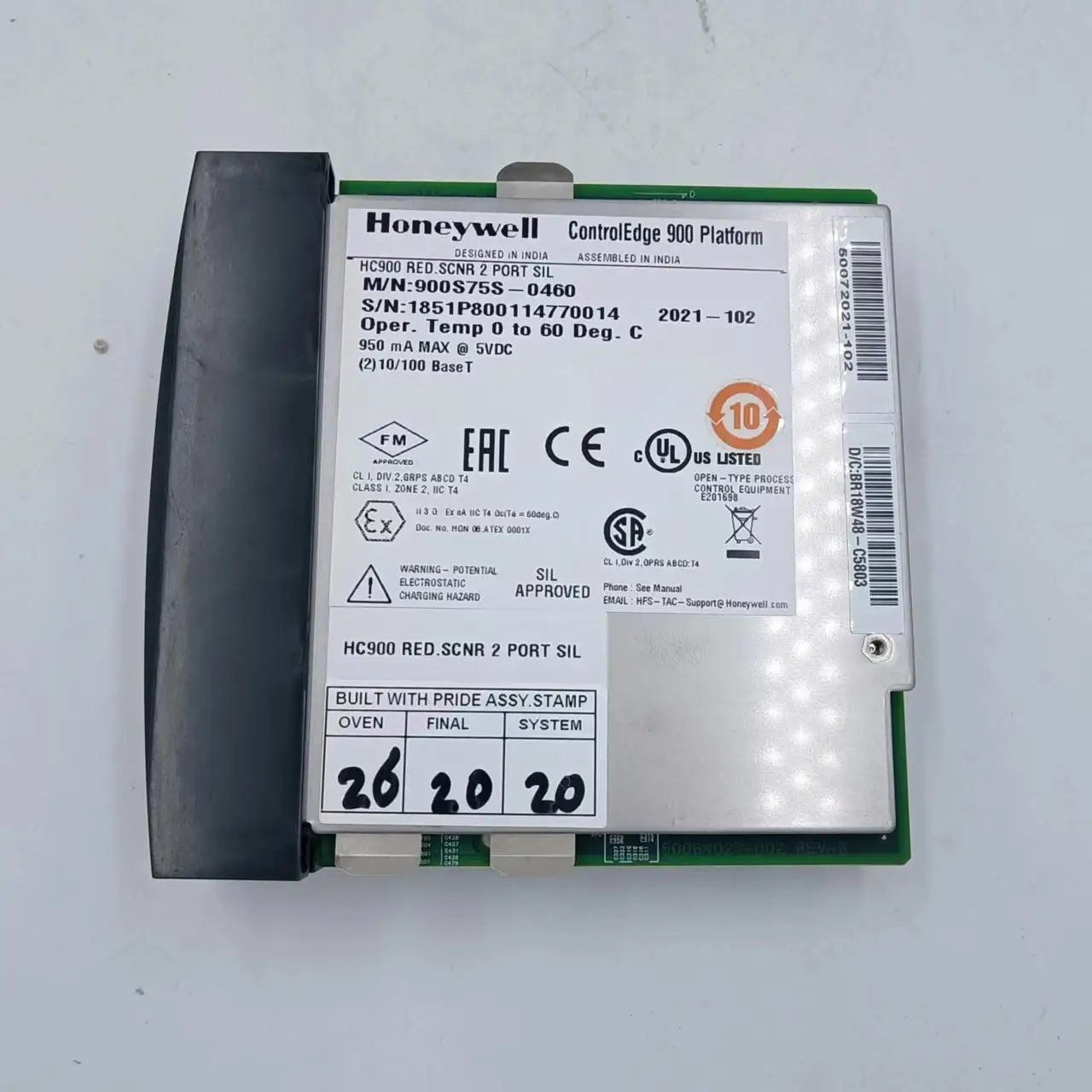 2025 미국 하니웰 SIS 시스템 HC900 CPU 카드 900S75S-0460-00 재고 있음