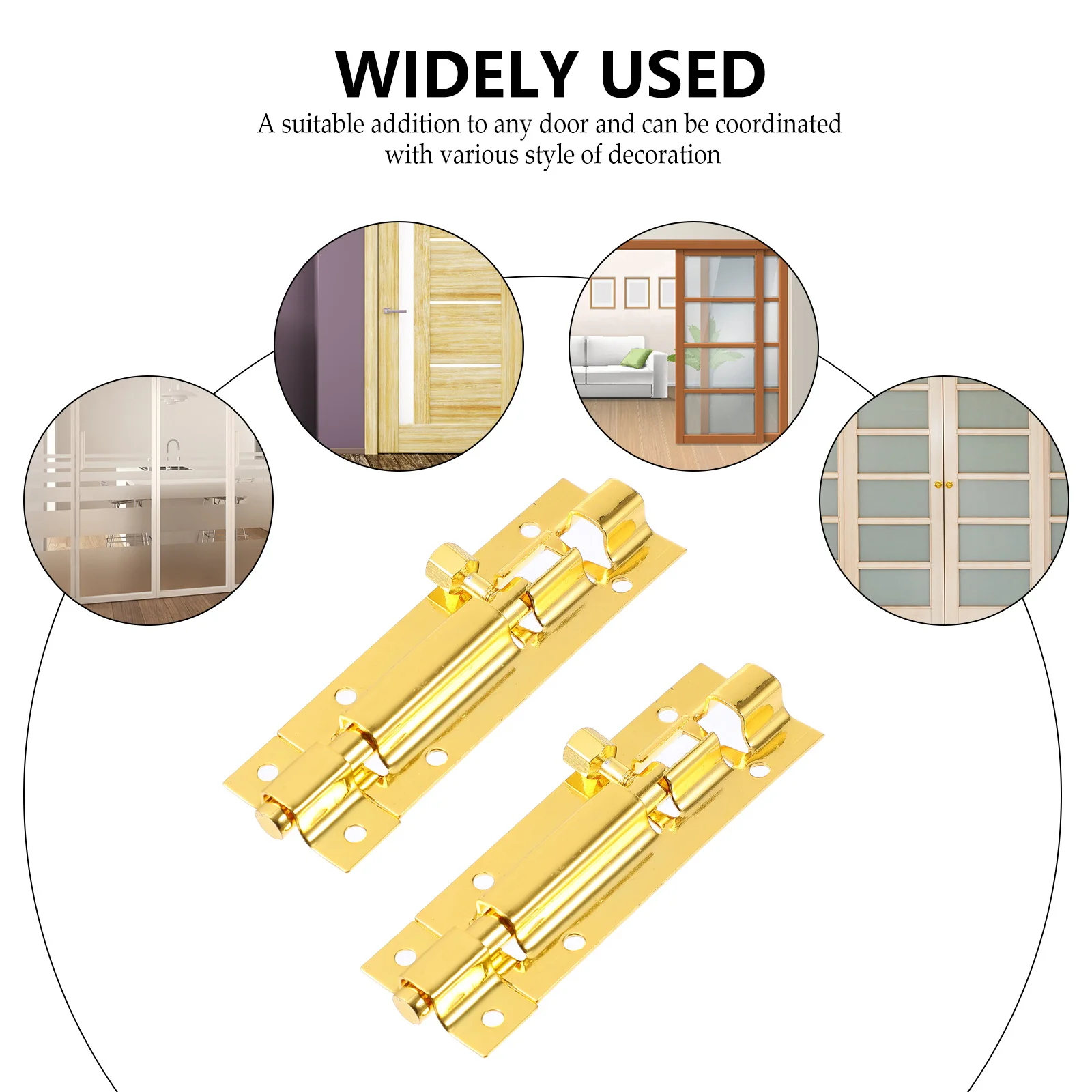 

2Pcs Heavy Duty Sliding Latch Stainless Steel Door Lock with Padlock Hole for Bathroom Toilet Privacy Security