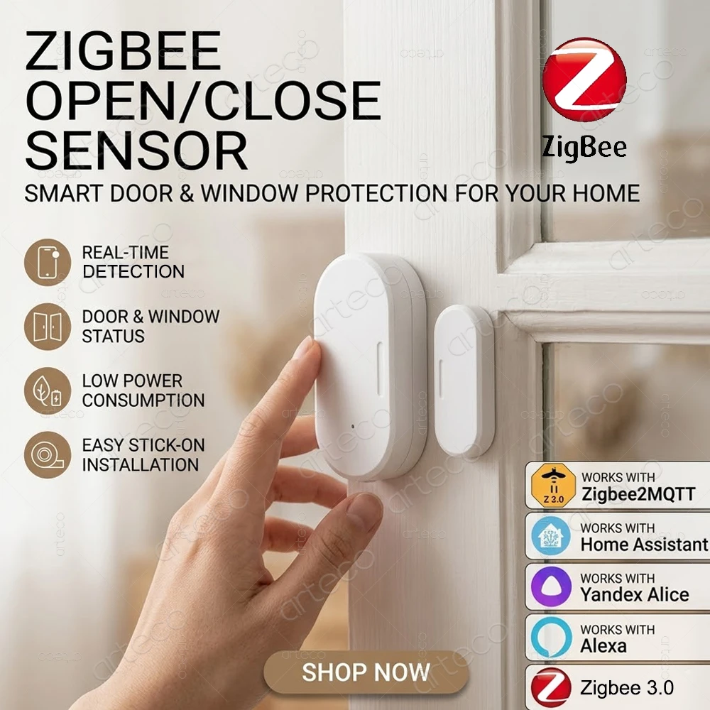 Smart ZigBee Door Sensor Window Contact Sensor Home Security Protection Wireless Burglar Alarm Door Sensor Work With Zigbee2MQTT