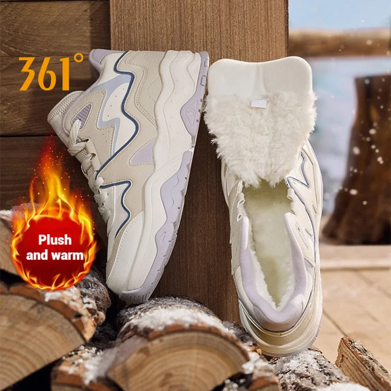 

Женская спортивная обувь 361 градус, новые теплые повседневные кроссовки на флисовой подкладке на толстой подошве, легкие амортизирующие прочные женские кроссовки 682546607A