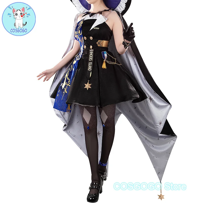 COSGOGO [Customized] Arknights Amiya Cosplay Costume Fancy Party Suit Halloween Uniforms Outfit Women Dresses with Big Hat