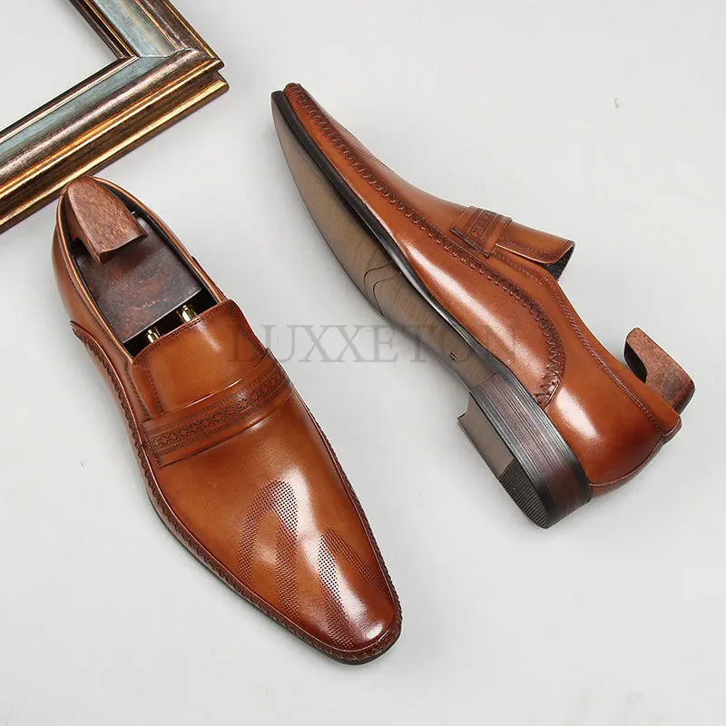 

Men Oxford Shoe High Quality Men Loafers Shoes Genuine Leather Italian Handmade Formal Wedding Slip On Dress Shoes