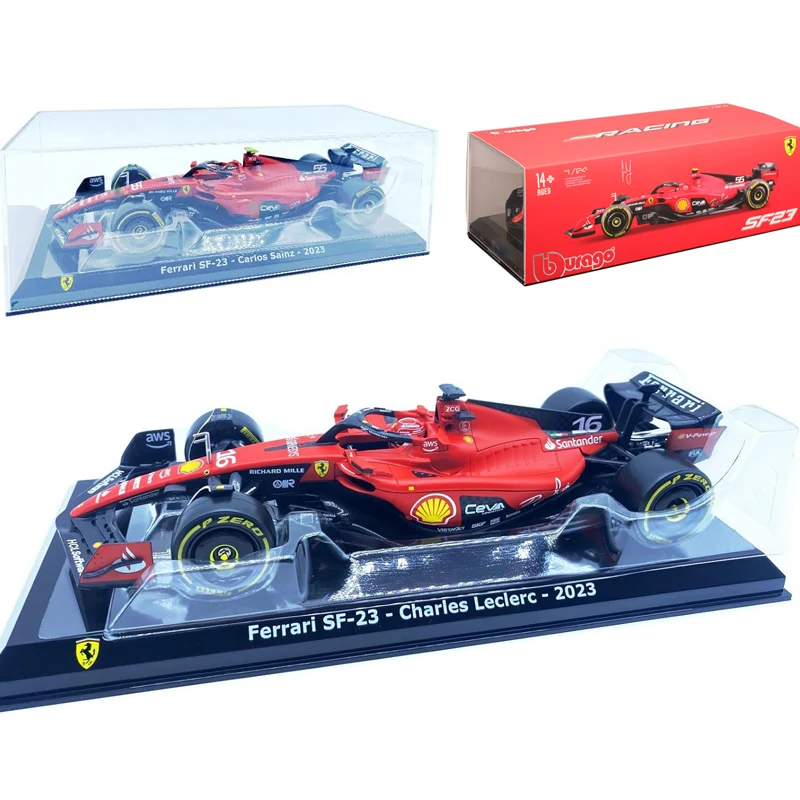 Bburago 2023 1/24 Racing Model Car for F1 Scuderia Ferrari 1:43 SF23#55 Sainz #16 Charles Leclerc Alloy Die Cast Car Model Gift