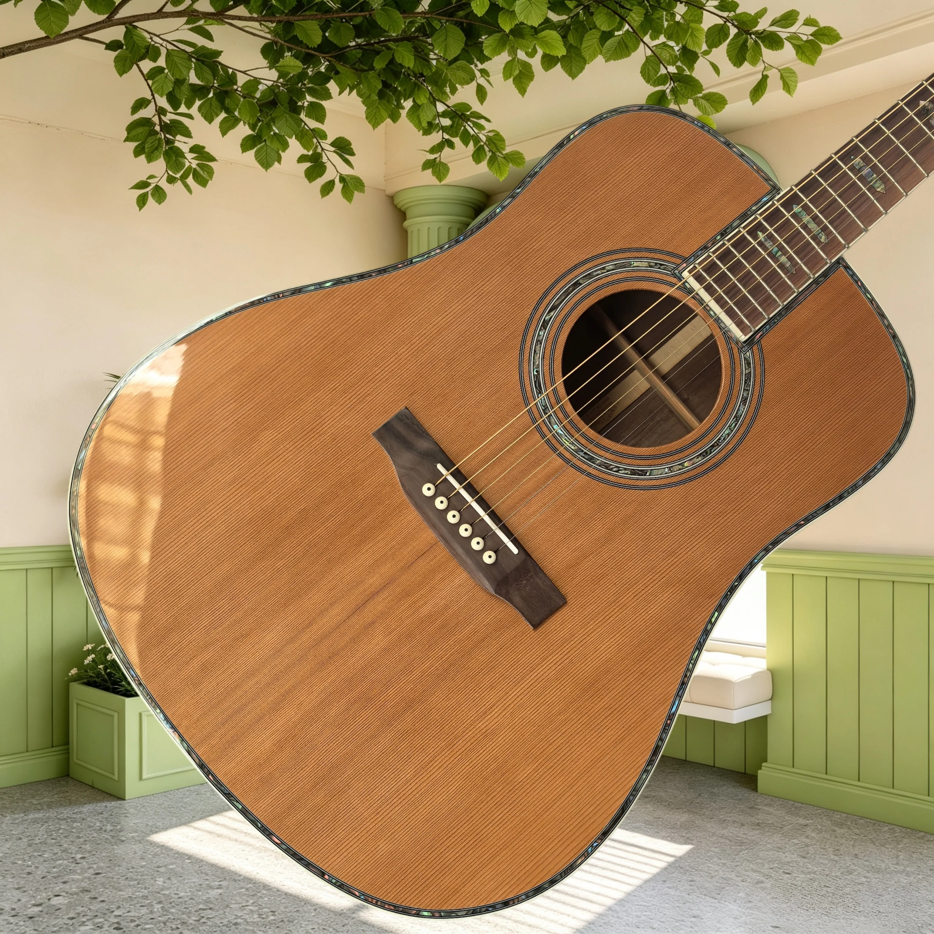 41 Inch D45 Acoustic Guitar Cedar Top Rosewood Back Sides Abalone Binding Pro Musician Fingerstyle Singing Recording Performance