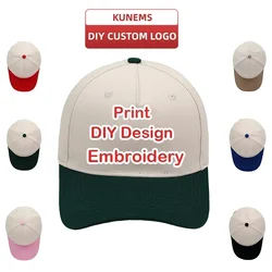 KUNEMS Custom 5-Panel Baseball Hat Unisex Patchwork Cotton Cap Letter Embroider Brand Design DIY Print Sun Hat Wholesale