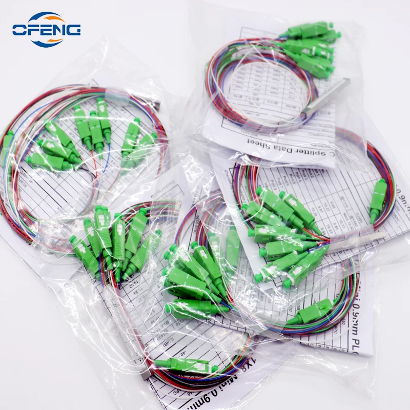 Fiber optical splitter, 1x16 splitter, 1x2/8, 1x4, 1x32, 1x64, 0.9mm, 1m, FTTH PLC, SC APC connector, customized, 1PCs