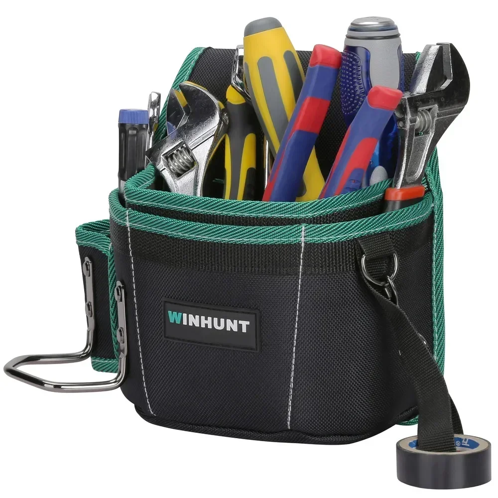 WINHUNT Hard Tool Waist Bag with Belt Tool Storage Tool Organizer Pouch for Carpenter Electrician Tools