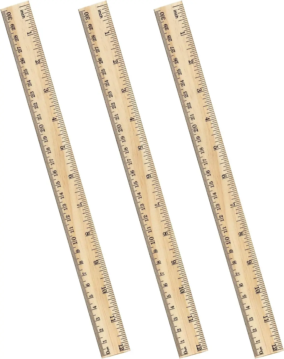 

Wooden Ruler 12 Inch 3 Pack, Bulk Measuring Ruler for Students Office School Supplies, Dual Side Metric and Imperial